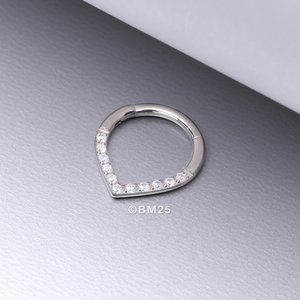 Implant Grade Titanium Chevron Sparkle Lined Seamless Clicker Hoop Ring
